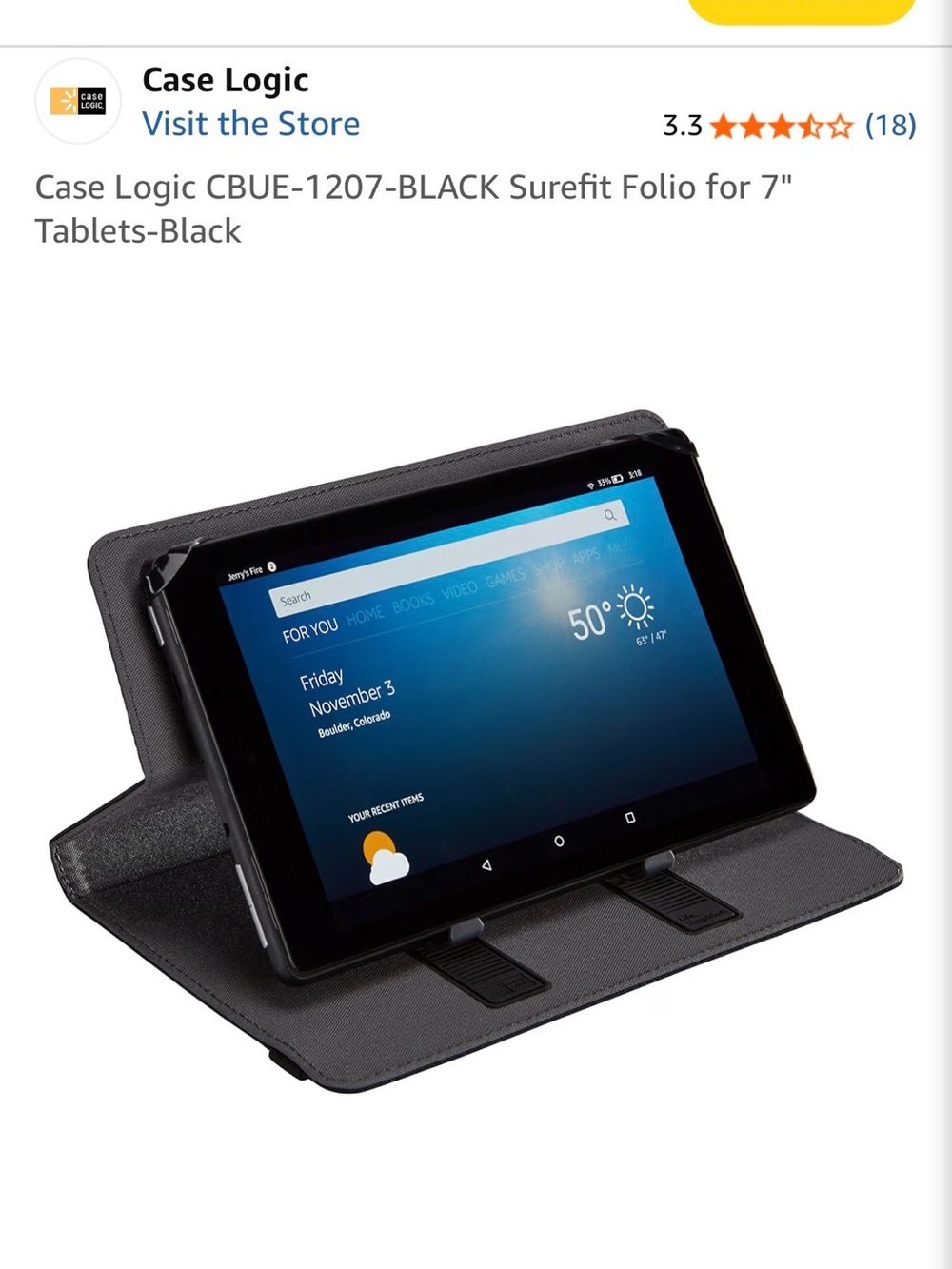Black Folio Tablet Case for 7" Tablets